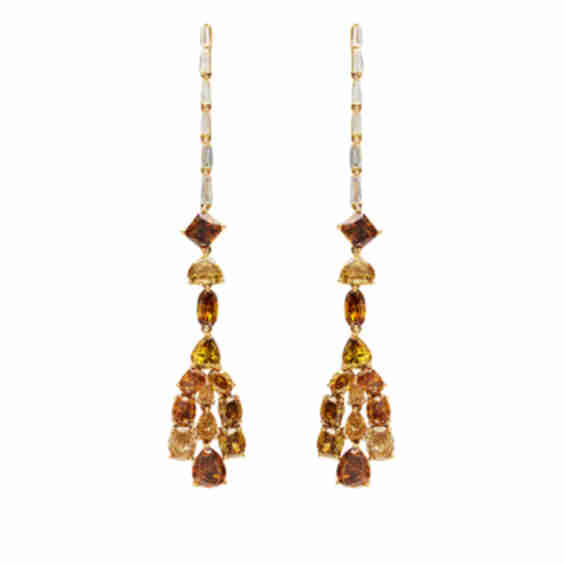 Copal Fancy Diamond Linear Earrings