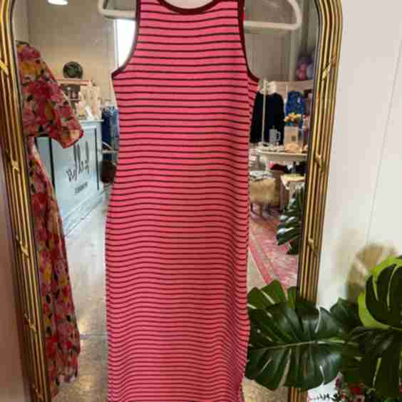 Karlie - Stripe Knit Tank Midi Dress