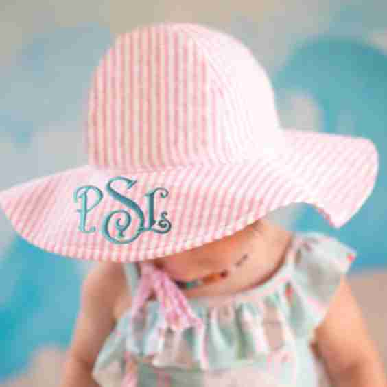 Seersucker Baby Sun Hat