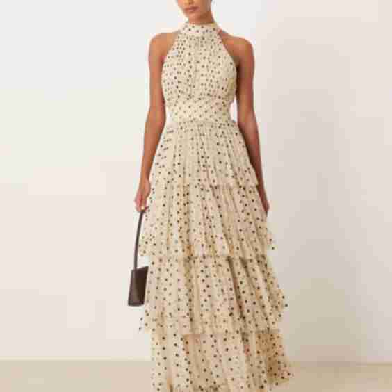 Tulle Tiered High Neck Maxi Dress