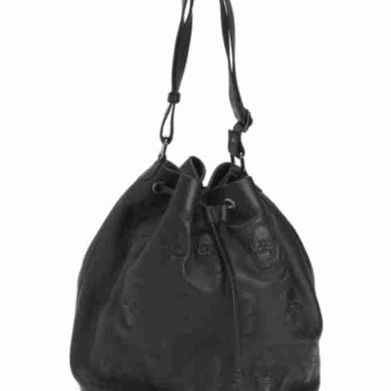 Made In Italy Leather Multi Skull Bucket Bag