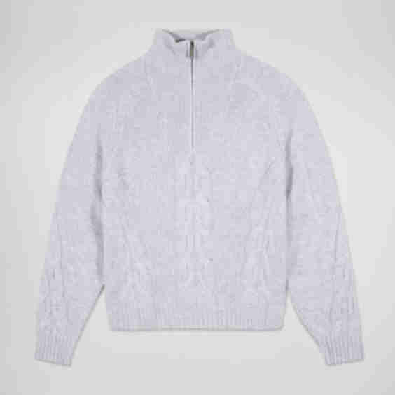 Sweater Quarter Zip Neck to Cable Knit