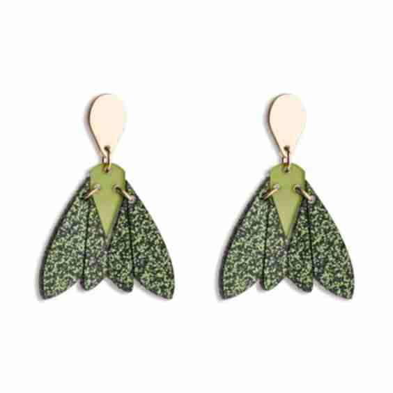 Gossamer Drop Earrings - Forest Green Glitter