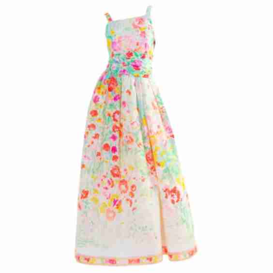 Multicolor Florals Silk Sleeveless Maxi Dress Gown (Pre-Owned)