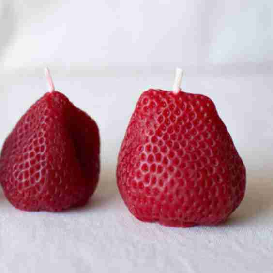 Beeswax Large Strawberry Cake Candles Set of 2