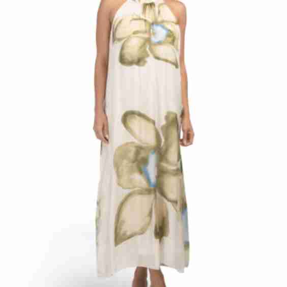 Made In Italy Silk Blend Printed Maxi Dress