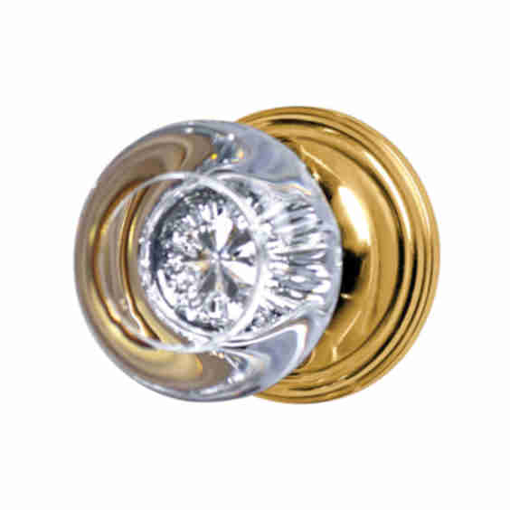 Traditional Rosette Door Set with Beveled Round Crystal Knob