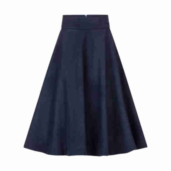 Wool Skirt Below The Knee With High Waist & Pockets