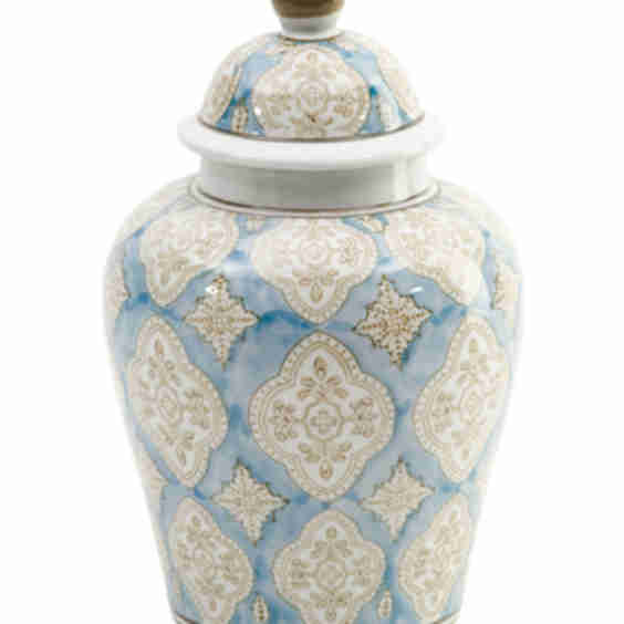 11in Tile Patterned Ginger Jar with Lid