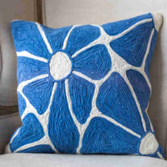 Remi Organic Cotton Embroidered Floral Pillow