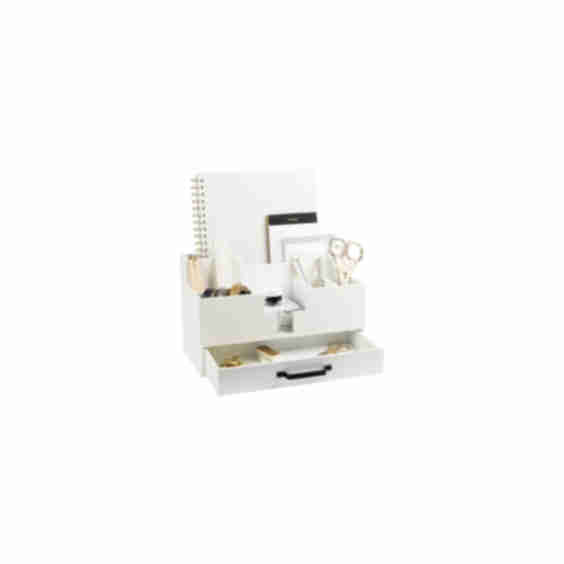 Wooden Office Supplies Desk Organizer with Drawer