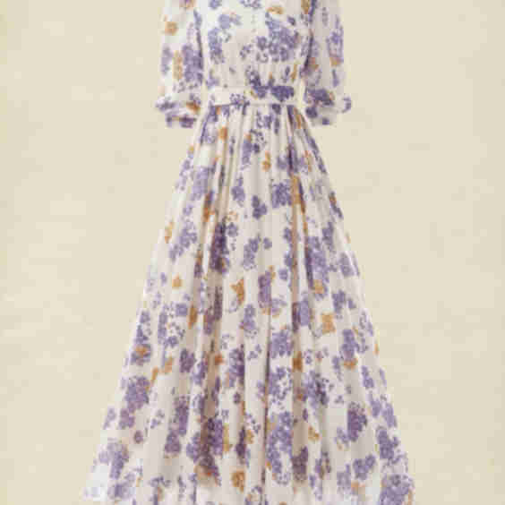 Maxi Linen Dress, Casual, Floral, Pocket Stitching, Crew Neck, Belt, Half Sleeve, Vintage