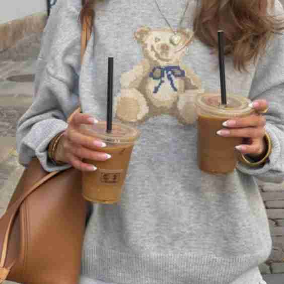 Slouchy Teddy Bear Grey Cozy Sweater