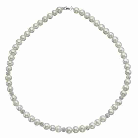 Sterling Silver Crystal Cultured Freshwater Pearl Necklace