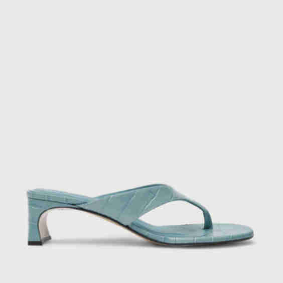 Farah Sandals in Croc-Effect Leather