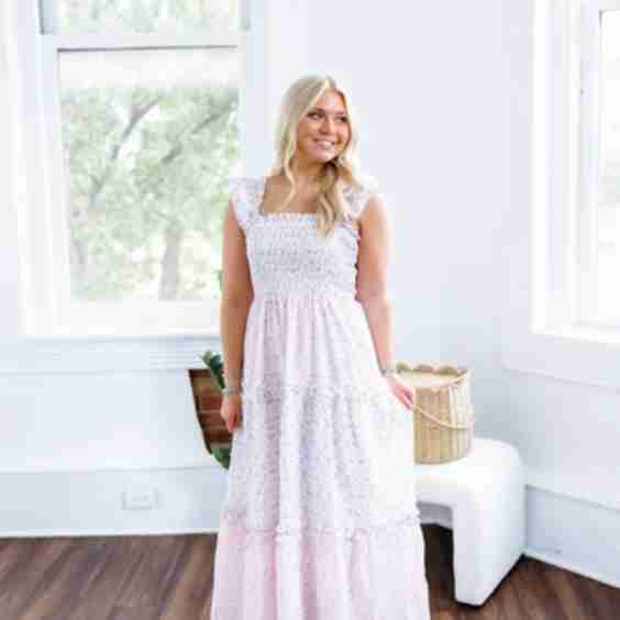 Ditsy Floral Ruffle Sleeve Maxi Dress 