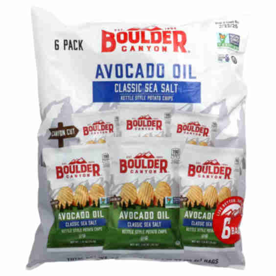 Avocado Oil Kettle Style Potato Chips, Classic Sea Salt, 6 Bags, 1.25 Oz (35.4 G) Each