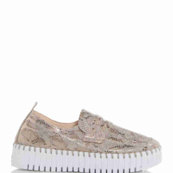 Tulip Snake Embossed Slip On Sneakers