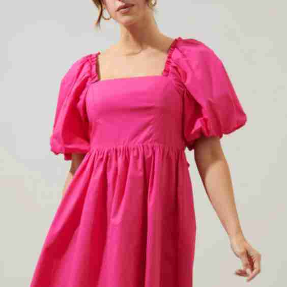 Marion Oversized Puff Sleeve Babydoll Mini Dress