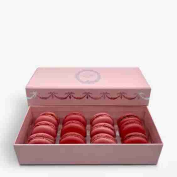 Pink Intemporel Raspberry And Rose Macarons Box Of 12
