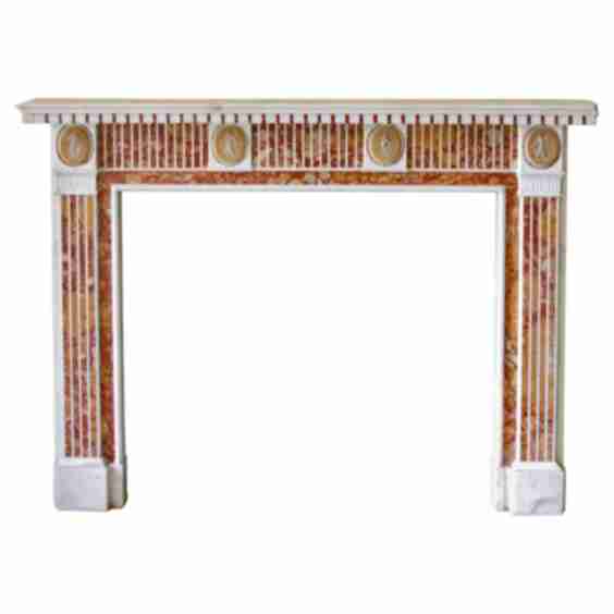 Marble Mantel Red Yellow Inlay 