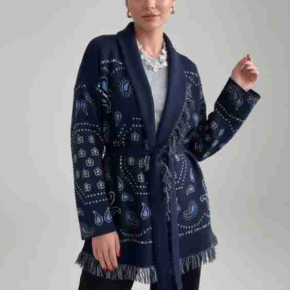 Sarah Womens Paisley Pattern Knit Sweater