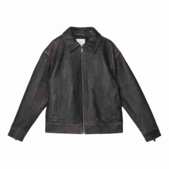 Turn-Down Collar Leather Jacket