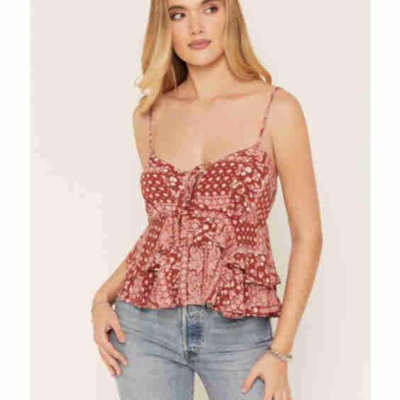 Bandana Print Sleeveless Tiered Tank Top