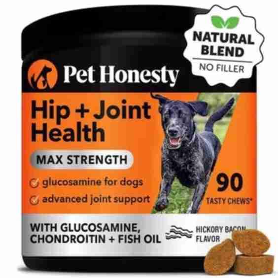 Hip + Joint Health Max-Strength Hickory Bacon Flavor Glucosamine Supplement for Dogs