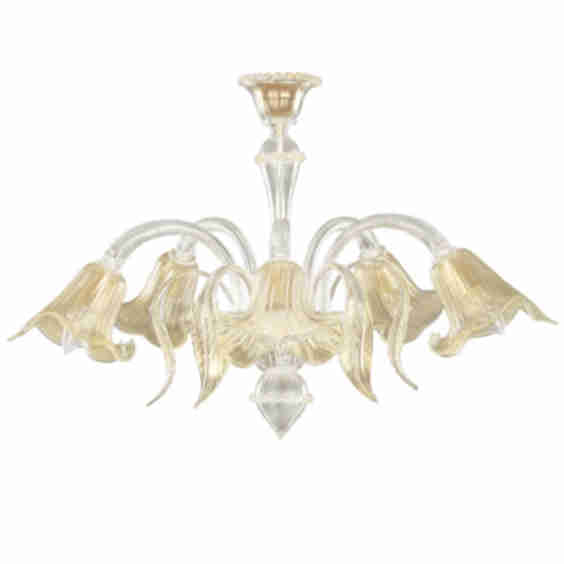 Artistic Chandelier 5 Arms, Clear Gold Murano Glass (Pre-Owned)