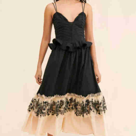 Colorblock Poplin Tiered Dress