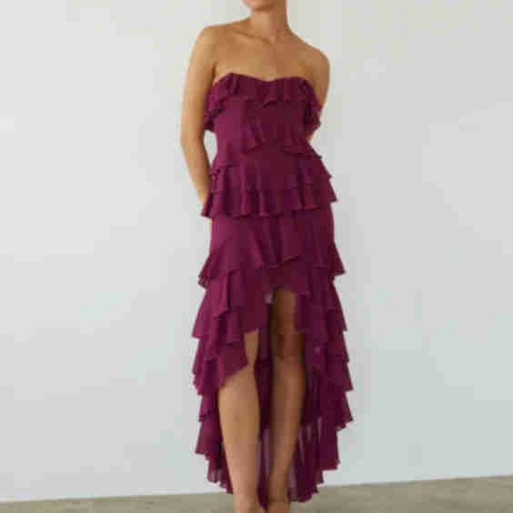 Clementine High Low Ruffle Maxi Dress