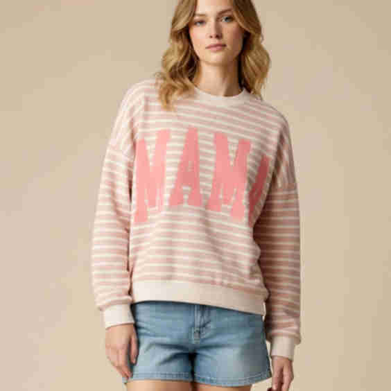 “Mama” Stripe Long Sleeve Top