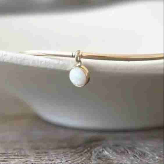 14 Carat Gold Filled Bracelet With A Laboratory Grown Opal Charm Eco Friendly And Made To Last Carolyn Clare
