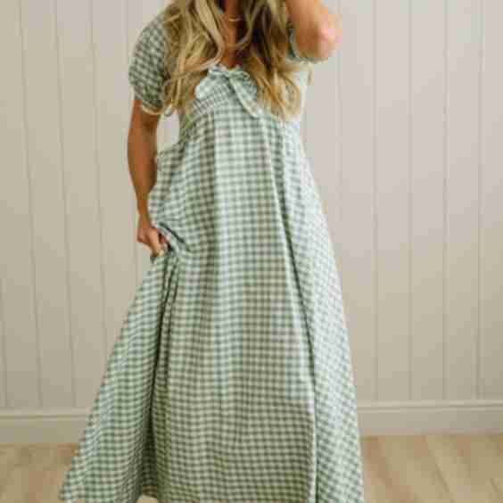 Smocked Gingham Maxi Dress