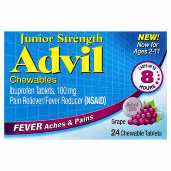 Junior Strength Chewables Ibuprofen Tablets in Grape, Ages 2-11, 100 mg, 24 