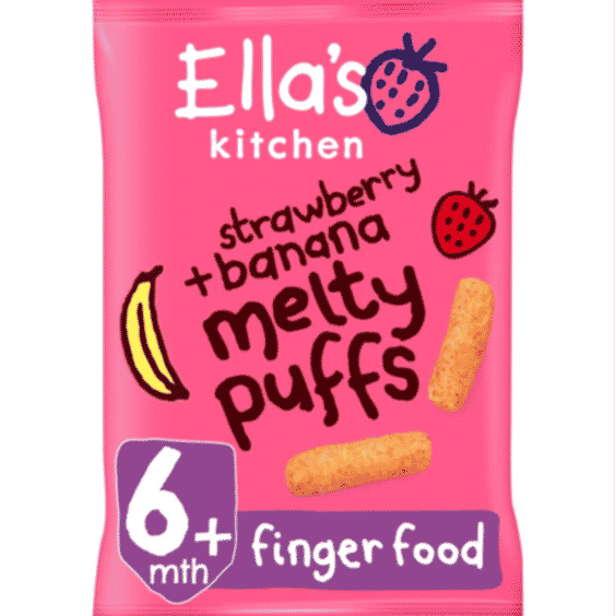 Organic Strawberry and Banana Melty Puffs Baby Snack 6+ Months