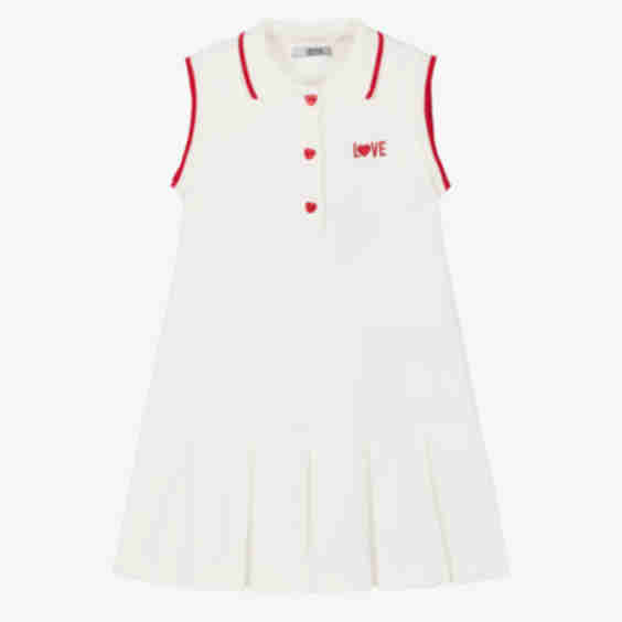 Girls Cotton Love Polo Dress with Heart Buttons