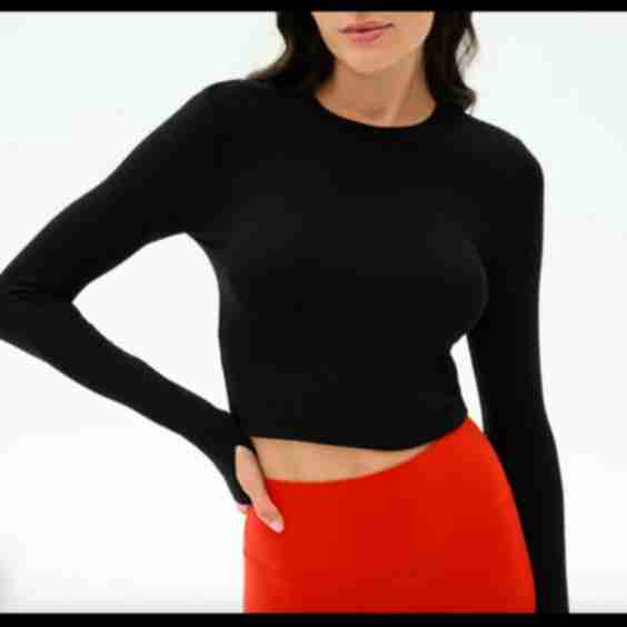 Louise Rib Long Sleeve Crop Top