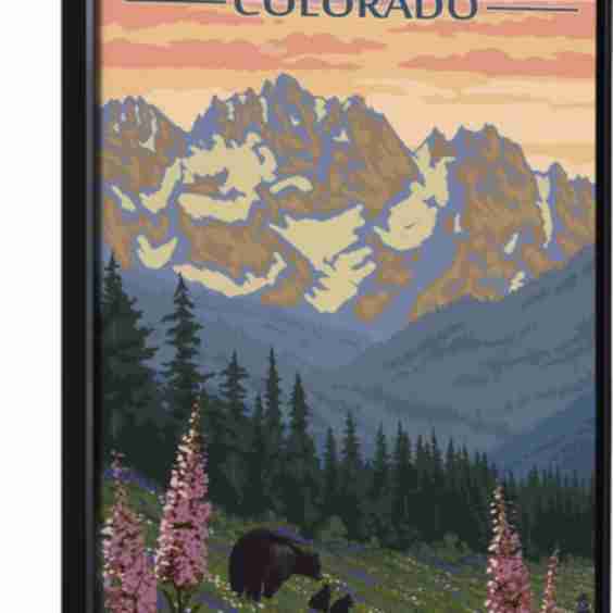 Crested Butte Colorado Bears and Spring Flowers Retro Travel Poster