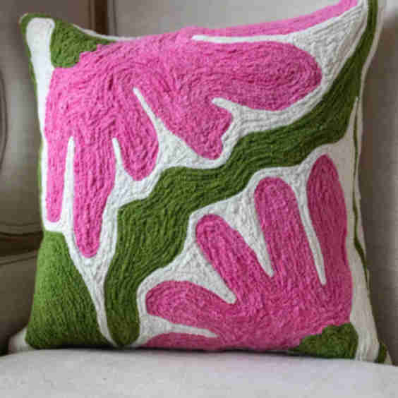 Francine Organic Cotton Embroidered Floral Pillow