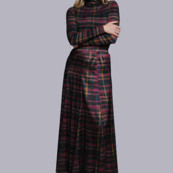 Printed Turtleneck Top - Plaid