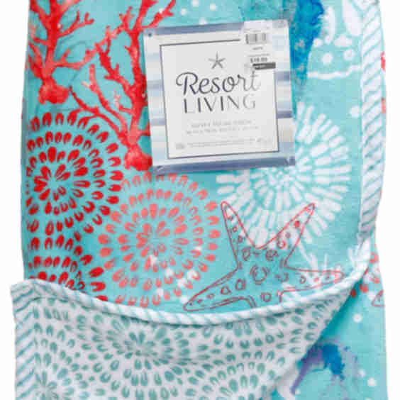 Resort Living 50x70 Coastal Reversible Velvet Plush Throw