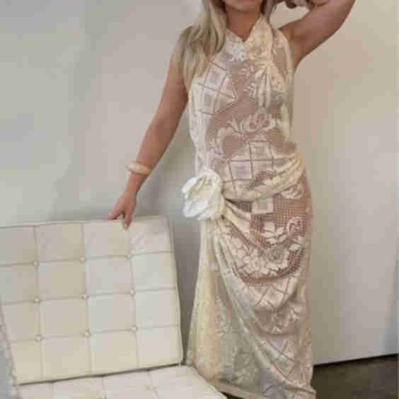 Angelina Halter Lace Dress