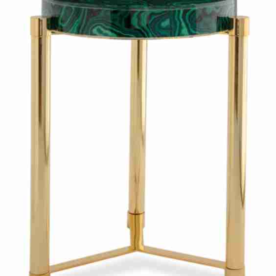 Malachite Style Gold Accent Table
