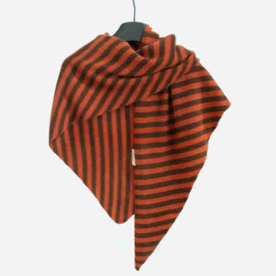 Striped Wool Triangle Scarf Shawl