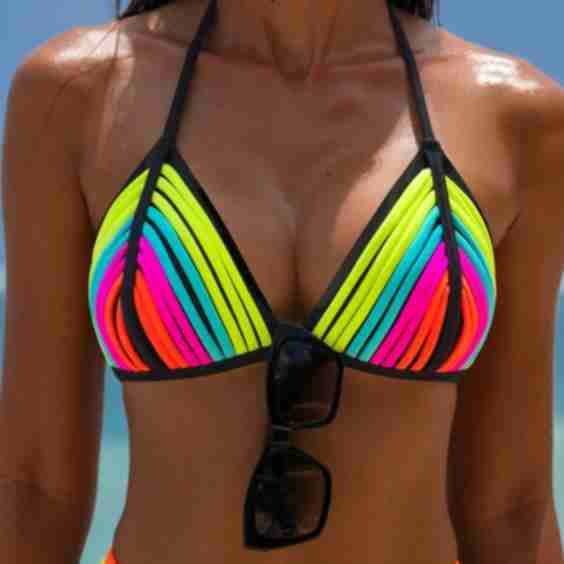 Rainbow Bandage Design Bikini Set