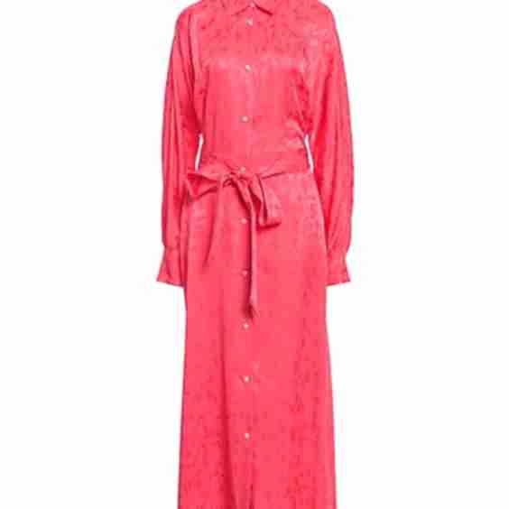 Belted Satin Shirt Dress 