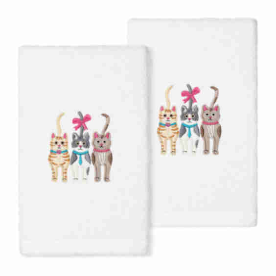 CATS - Embroidered Hand Towels (Set of 2)