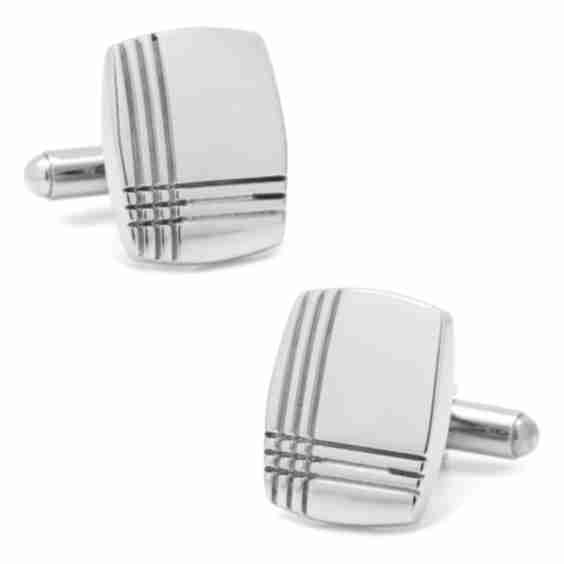 Stainless Steel Tartan Plaid Cufflinks